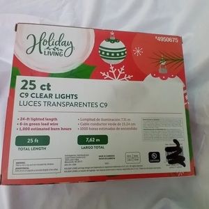 NEW Holiday Living 25Ct C9‎ Clear Christmas Holiday Incandescent 25Ft